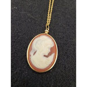 Vintage Cameo Pendant & Chain Necklace Gold Filled 14 K Vintage Necklace Vintage
